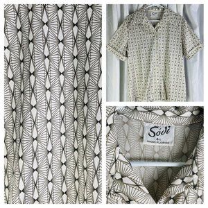 Vintage Disco 70s Geometric Polyester Button‎ Up Shirt Men's 44 Atomic Waves EUC